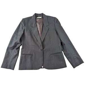 Morton Bernard Blazer 100% Wool Grey Suit Jacket Work‎ Professional Pockets Sz 6